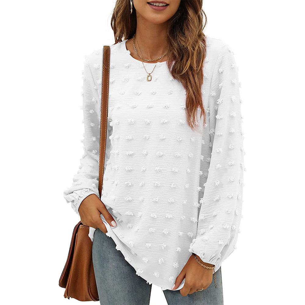 Jacquard Long-sleeved Round Neck T-shirt