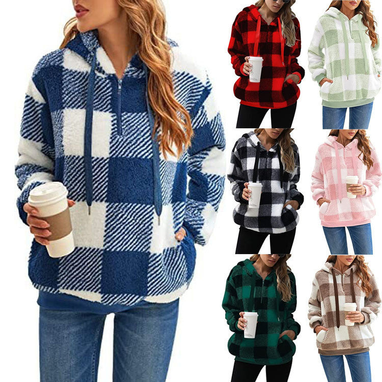 Plaid Hooded with Pockets