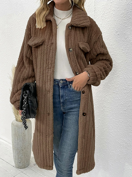 Drop Shoulder Stripped Long Sleeve Coat