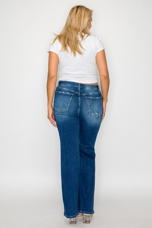 bytos Full Size High Rise Bootcut Jeans with Pockets