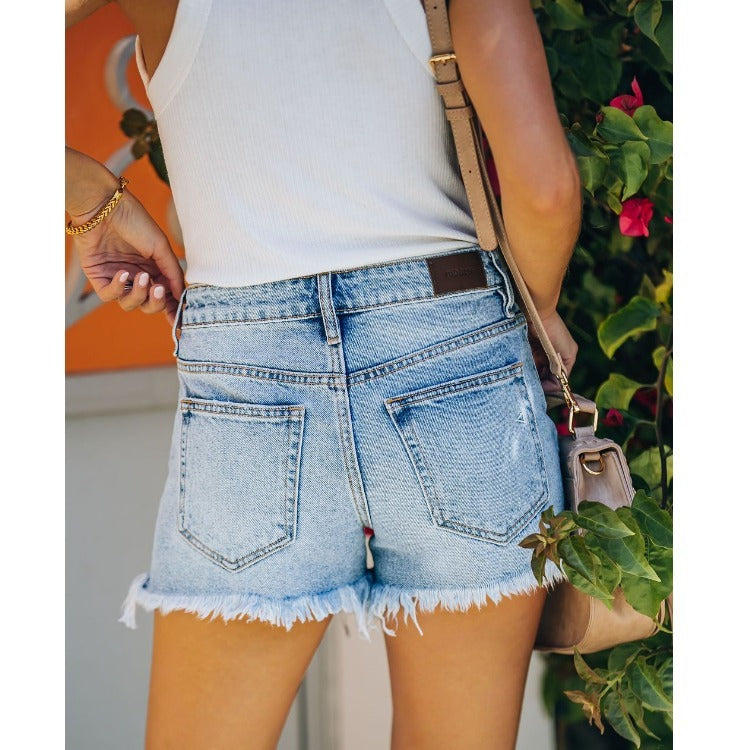 Ripped Denim Shorts