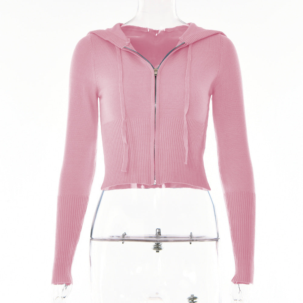 Zip Up Long Sleeve Hoodie Sweater And High Waist Long Pants Set