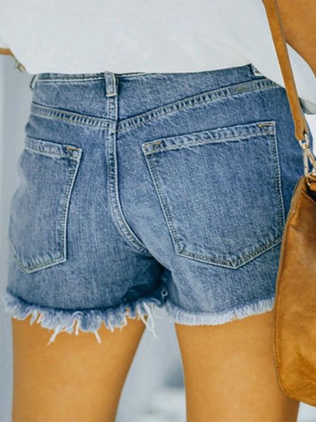 Denim Shorts Distressed Ripped Hole