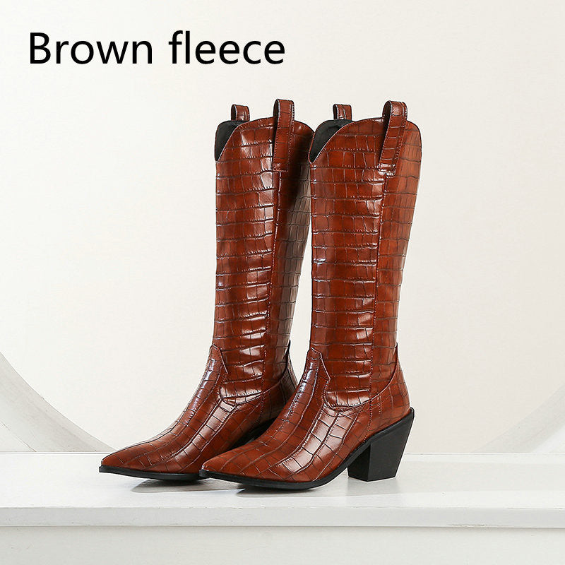 Knee-length Thick Heel Boots