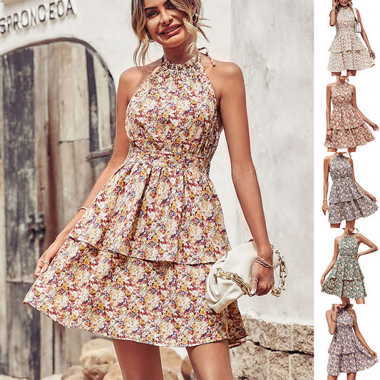 Printed Halter Boho Dress