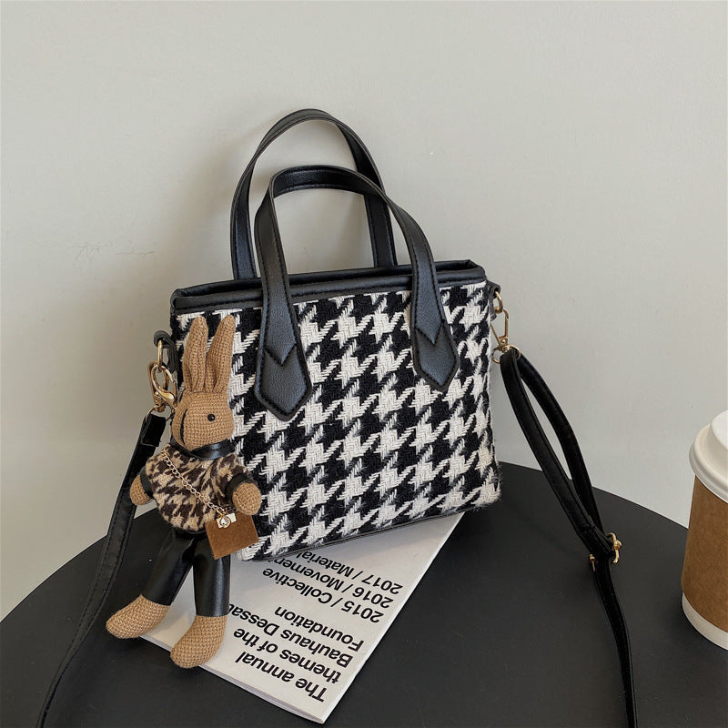 Houndstooth Shoulder Bag Portable Checkerboard Handbags All-match Messenger Bag