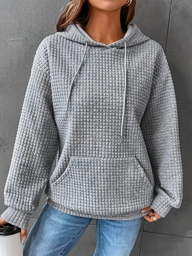 Loose Casual Solid Color Long-sleeved Hoodie