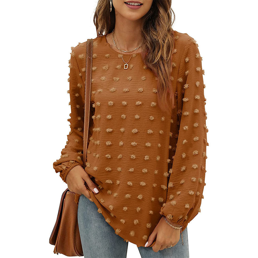 Jacquard Long-sleeved Round Neck T-shirt