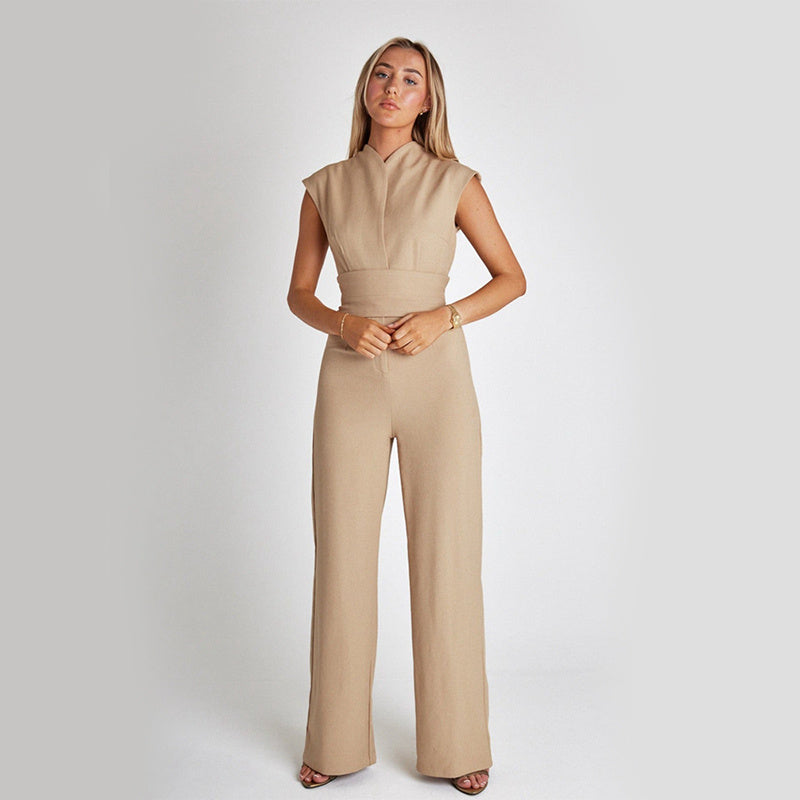 V-neck Sleeveless Jumpsuit