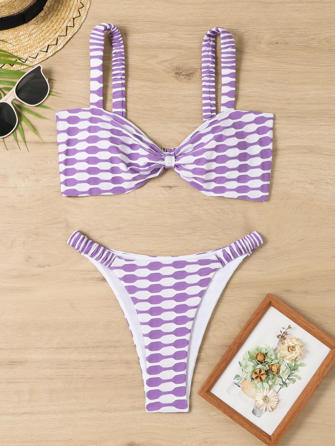 Stripe Print Bikini Set