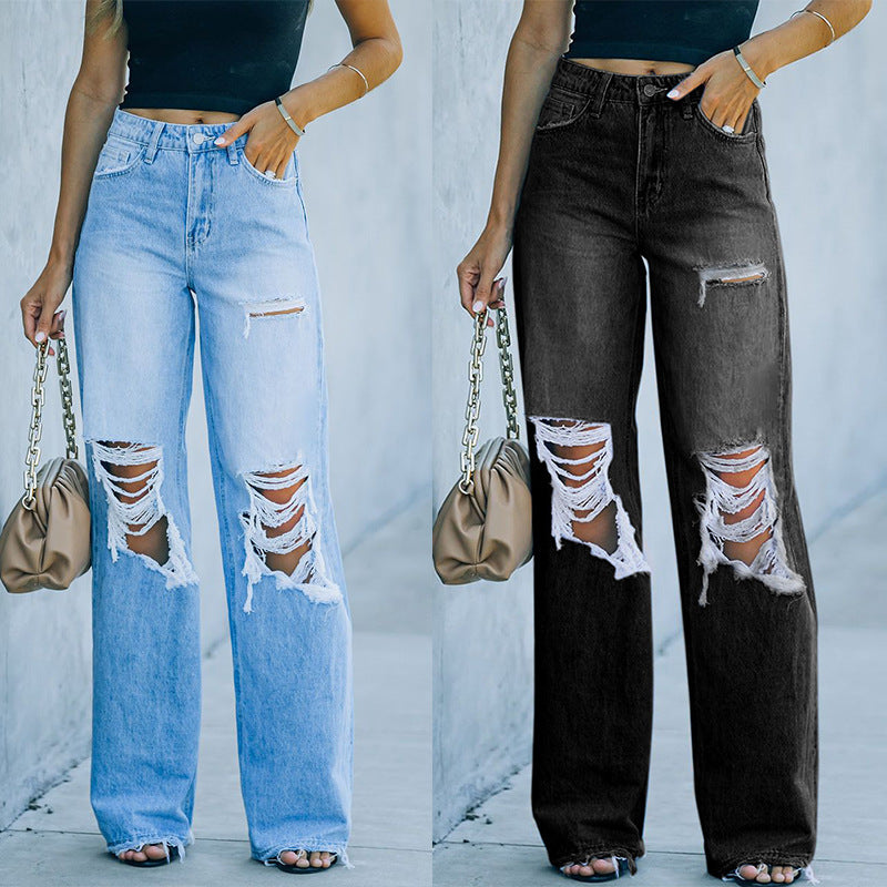 Ripped Wide Leg Jeans