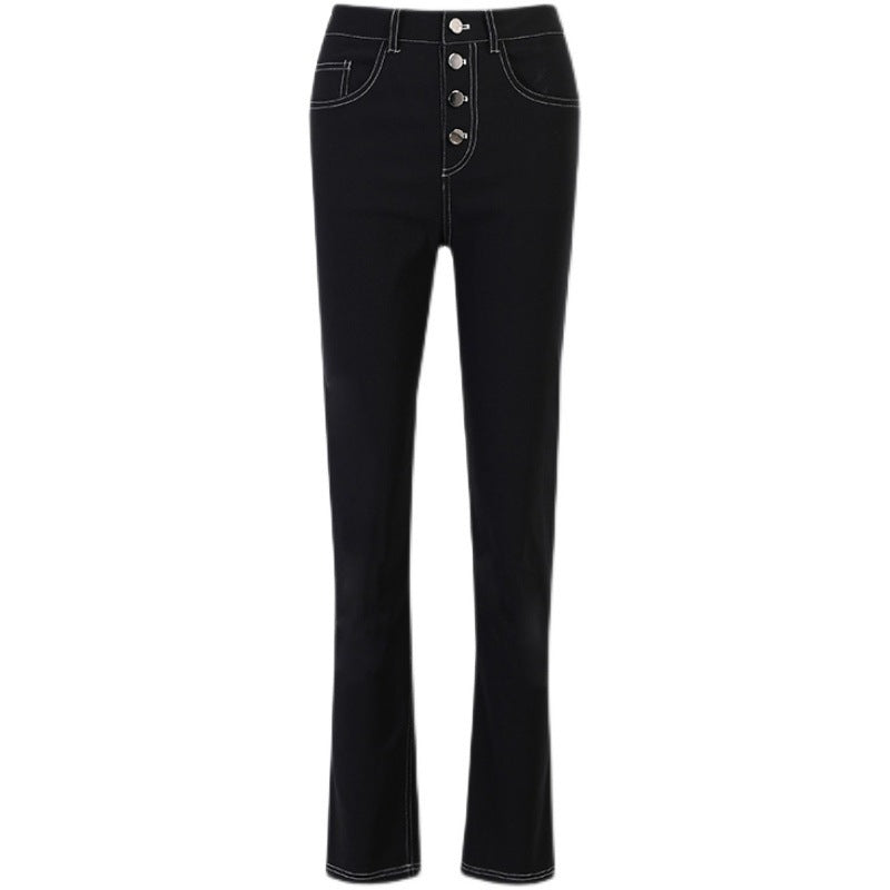 Exposed Black Straight-leg Jeans