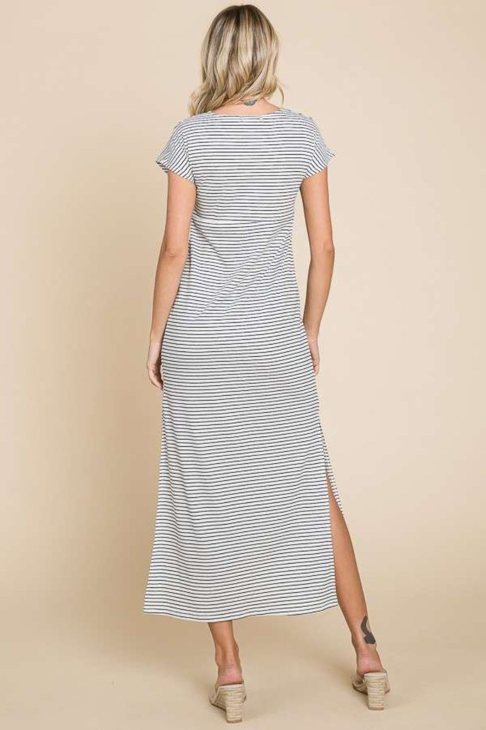 Culture Code Full Size Striped Twisted Detail Dress