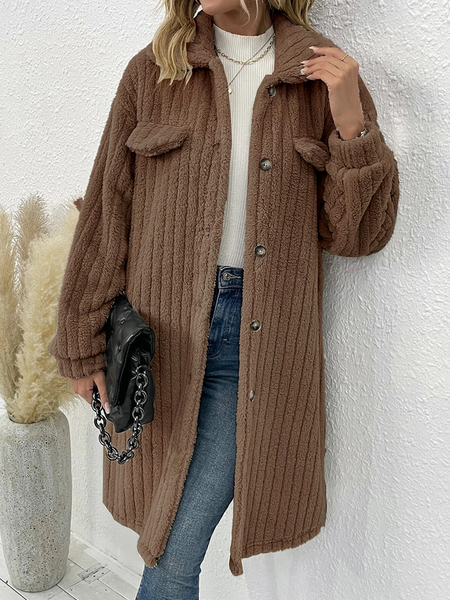 Drop Shoulder Stripped Long Sleeve Coat