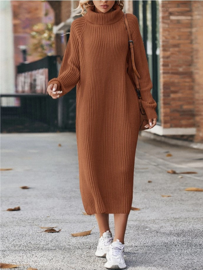 Winter Turtleneck Knitted Sweater Pullover Dress