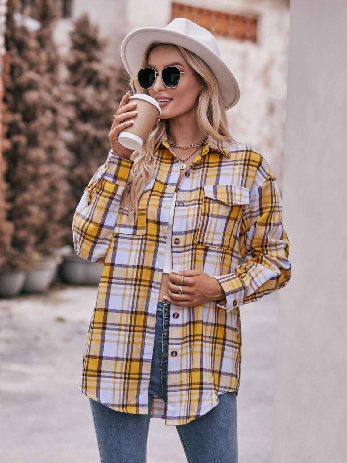 Mandy Plaid Dropped Shoulder Longline Shirt