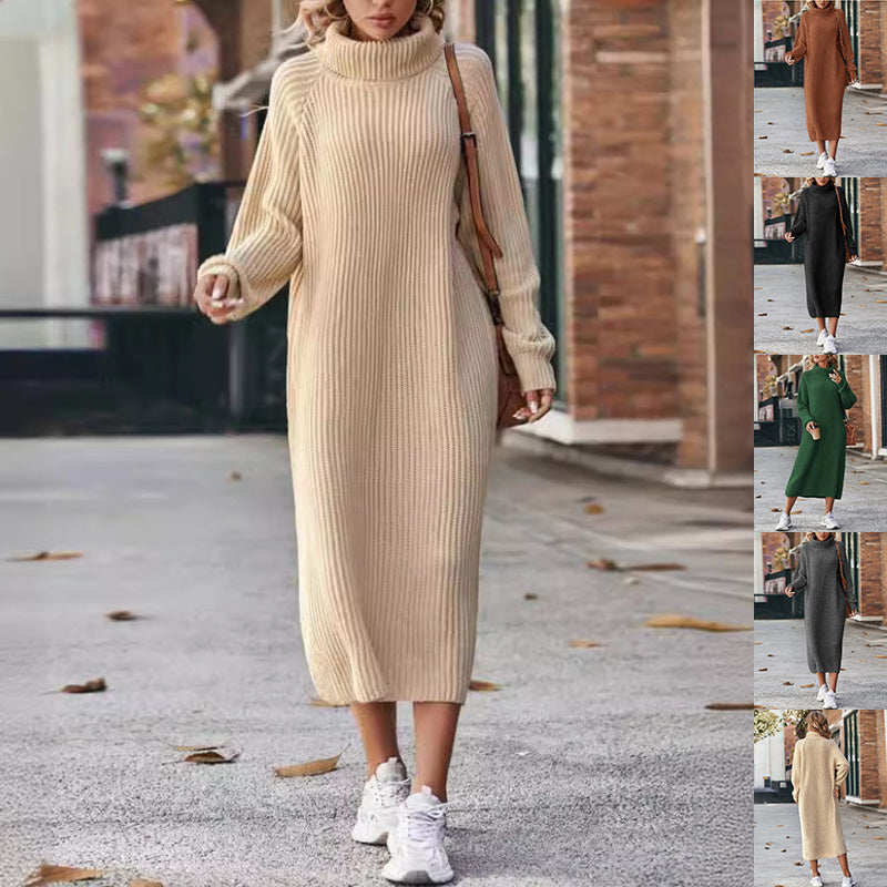 Winter Turtleneck Knitted Sweater Pullover Dress