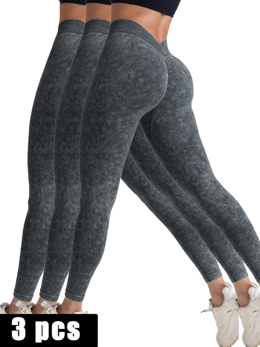 3 Pack V-Back Scrunch Butt Workout Leggings