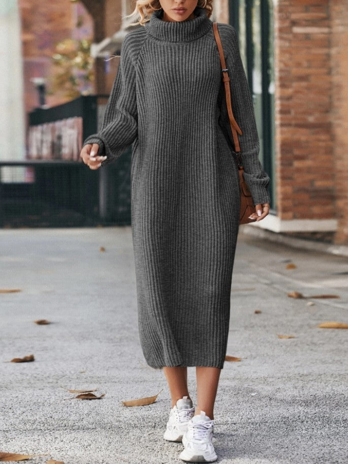 Winter Turtleneck Knitted Sweater Pullover Dress