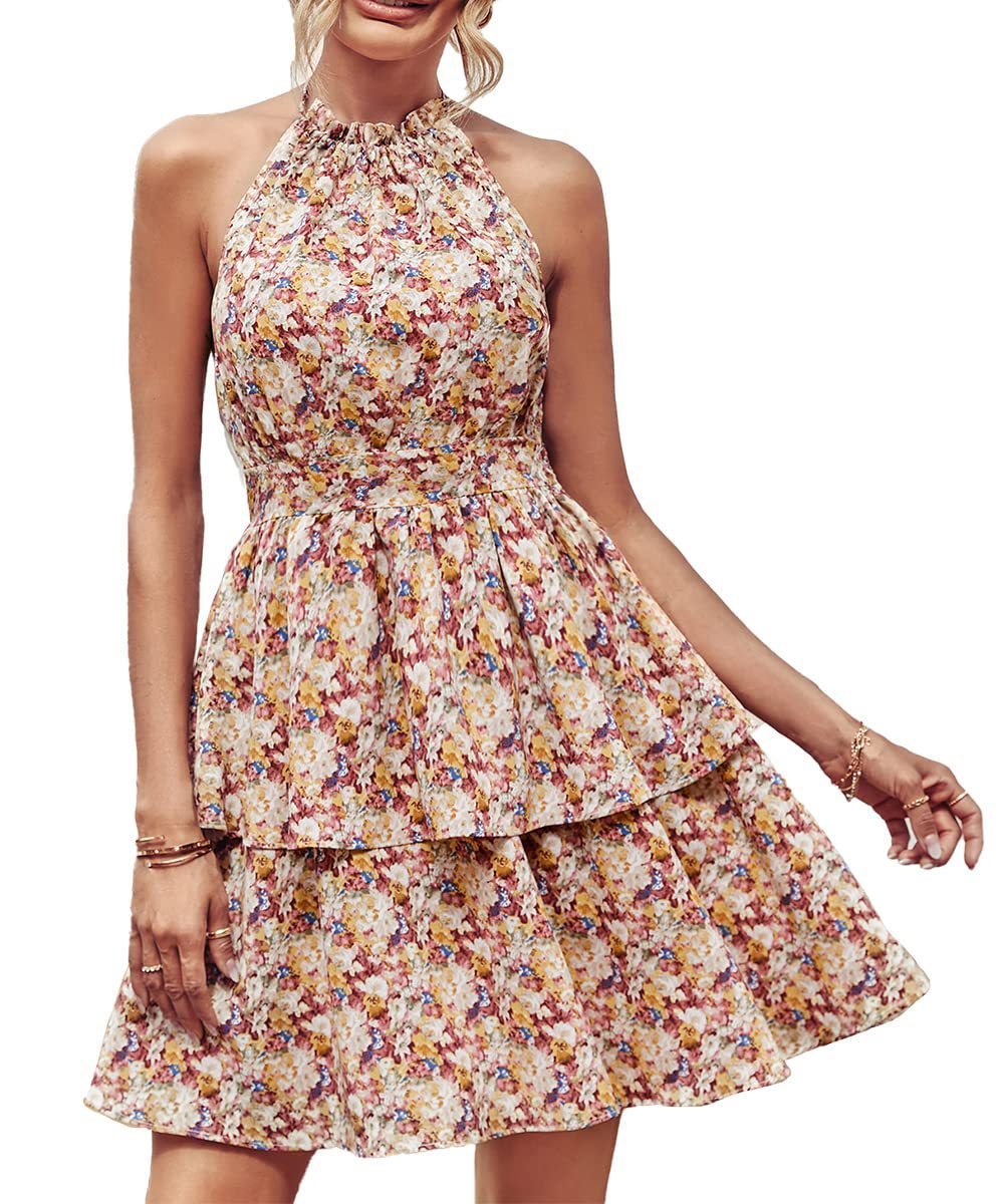 Printed Halter Boho Dress