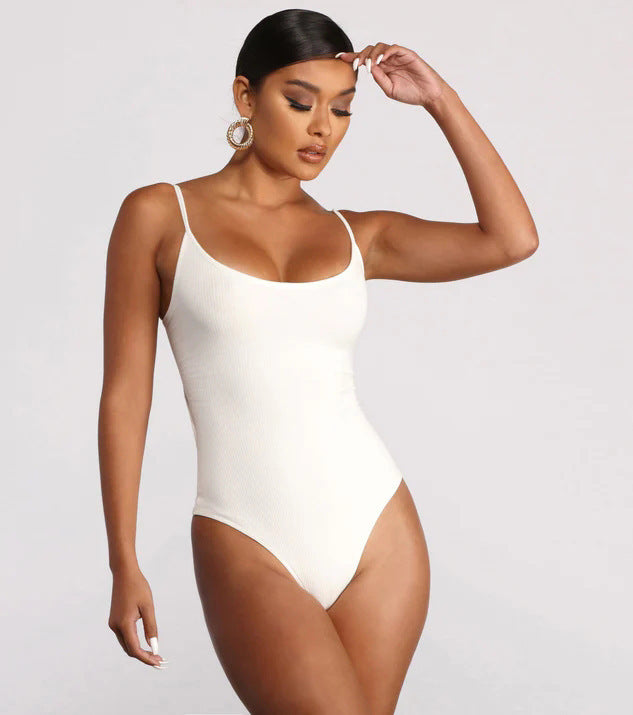 Classic Backless Solid Color Triangle One-piece Swimsuit