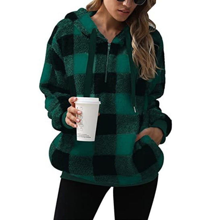 Plaid Hooded with Pockets