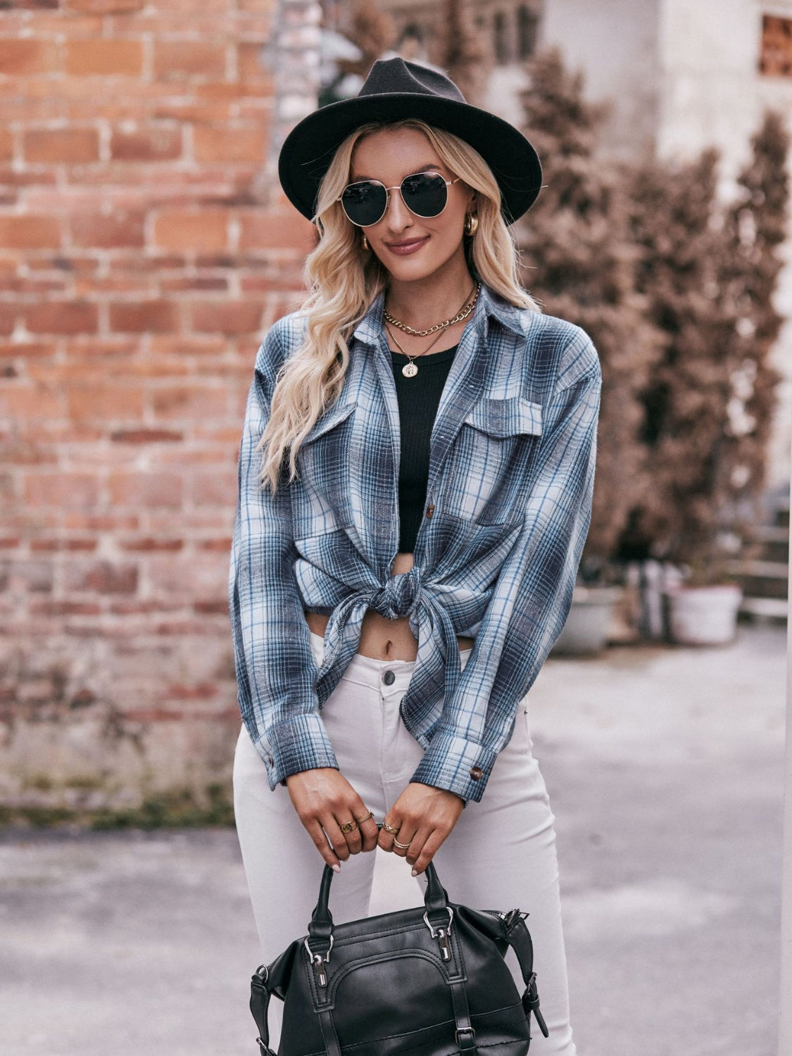 Mandy Plaid Dropped Shoulder Longline Shirt