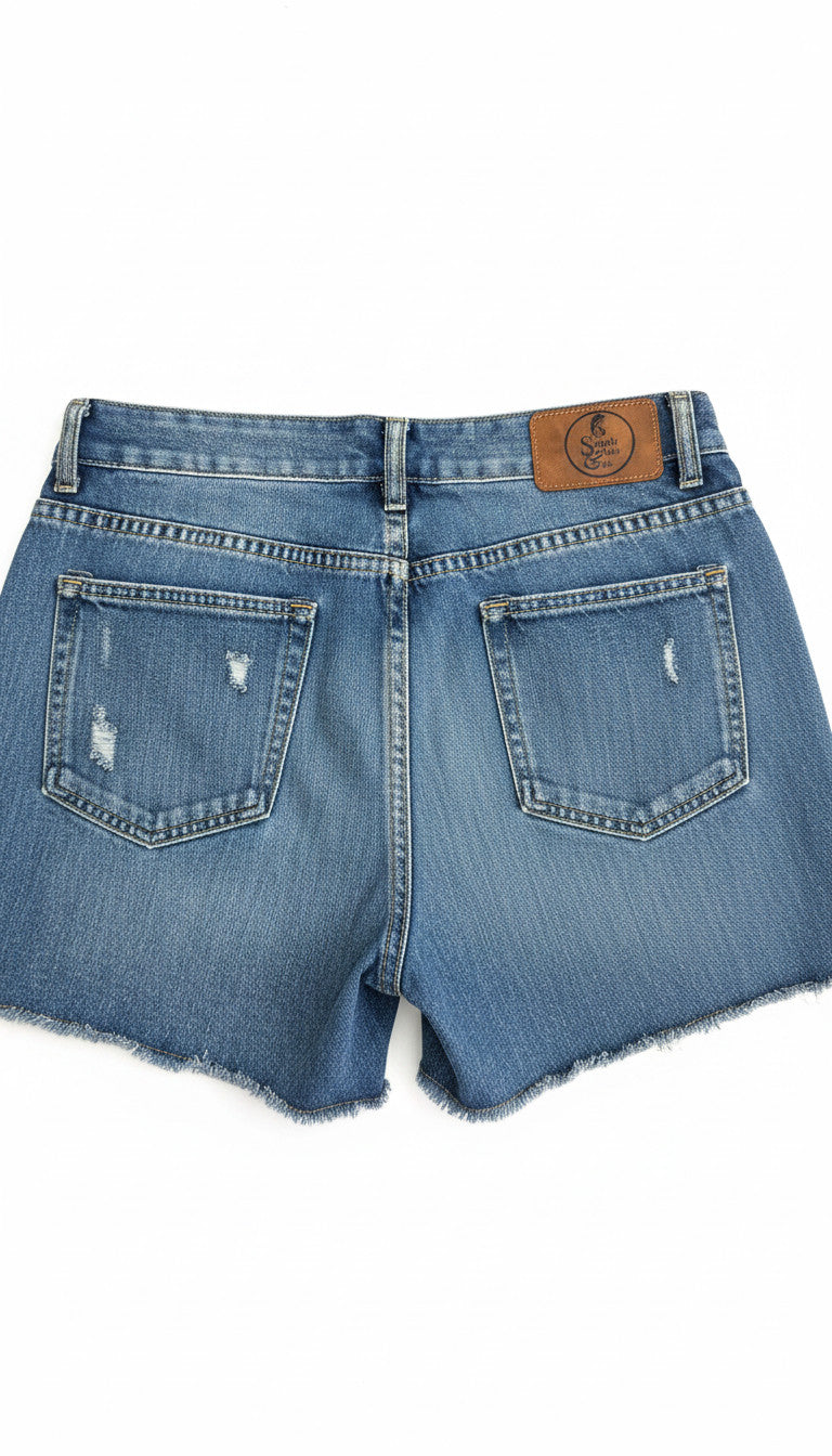 Distressed Frayed Hem Denim Shorts