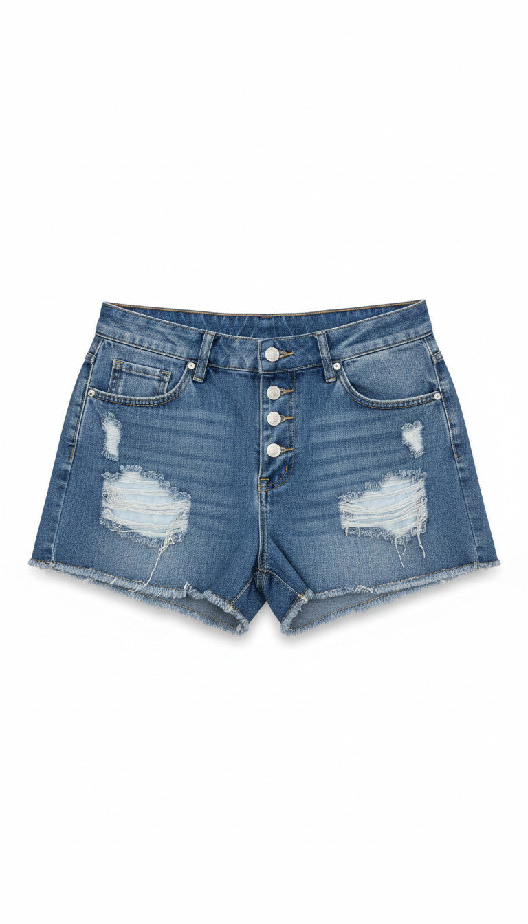 Distressed Frayed Hem Denim Shorts