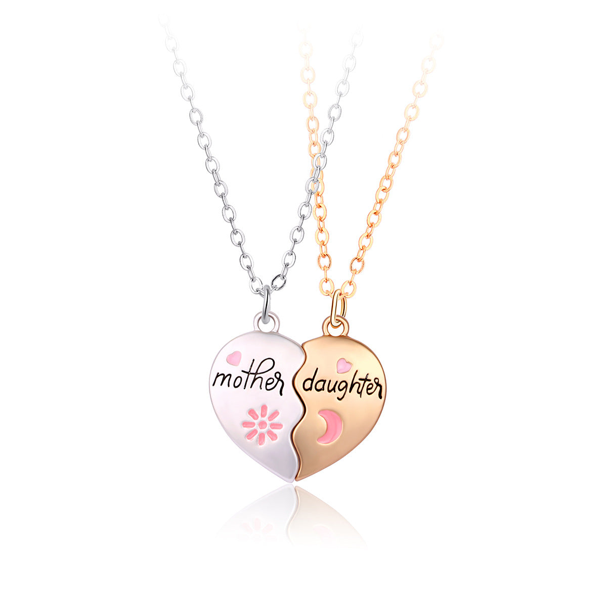 2PCS Set Necklace Matching Heart Magnetic Pendant