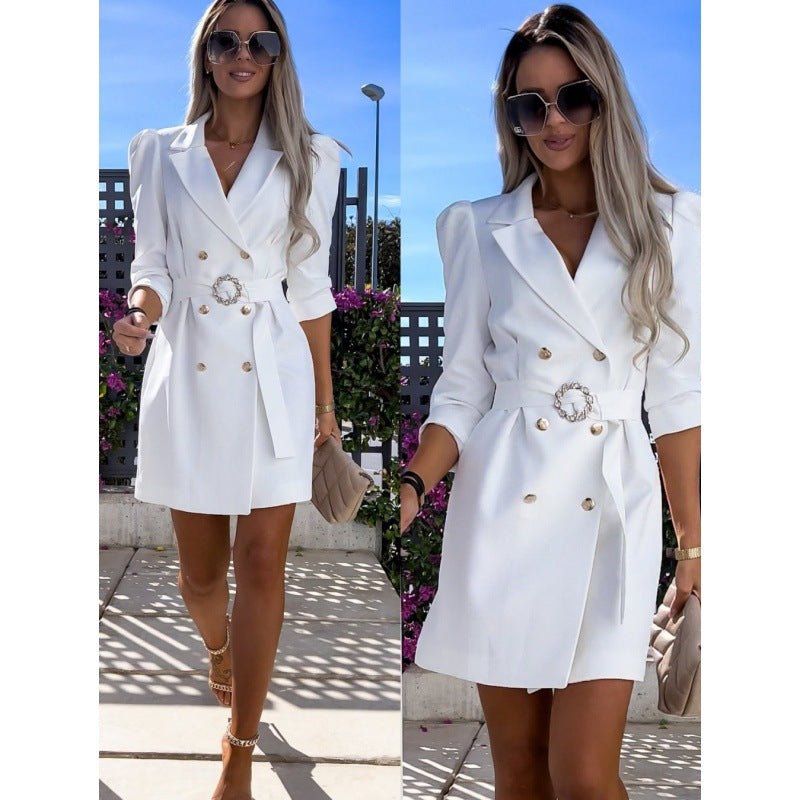 Fashion New Suit Coat Dress With Belt