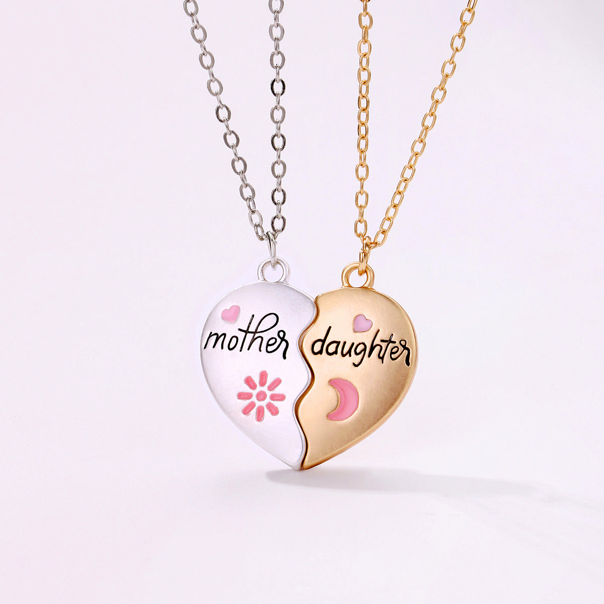 2PCS Set Necklace Matching Heart Magnetic Pendant