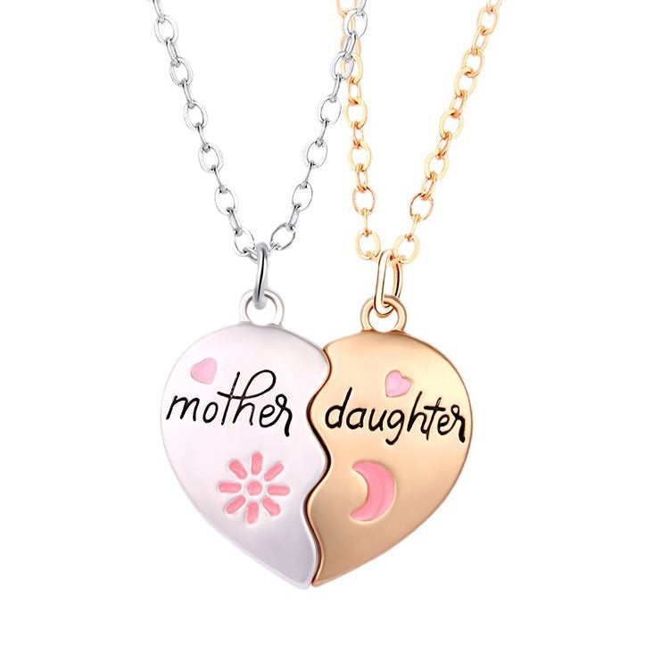 2PCS Set Necklace Matching Heart Magnetic Pendant