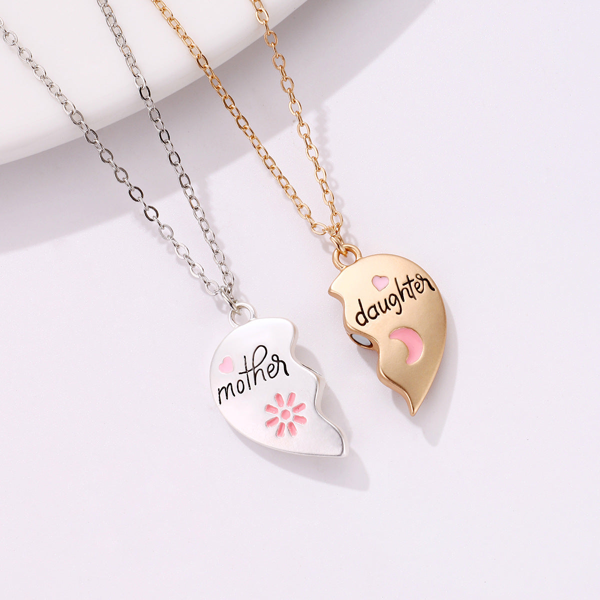 2PCS Set Necklace Matching Heart Magnetic Pendant