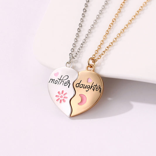 2PCS Set Necklace Matching Heart Magnetic Pendant