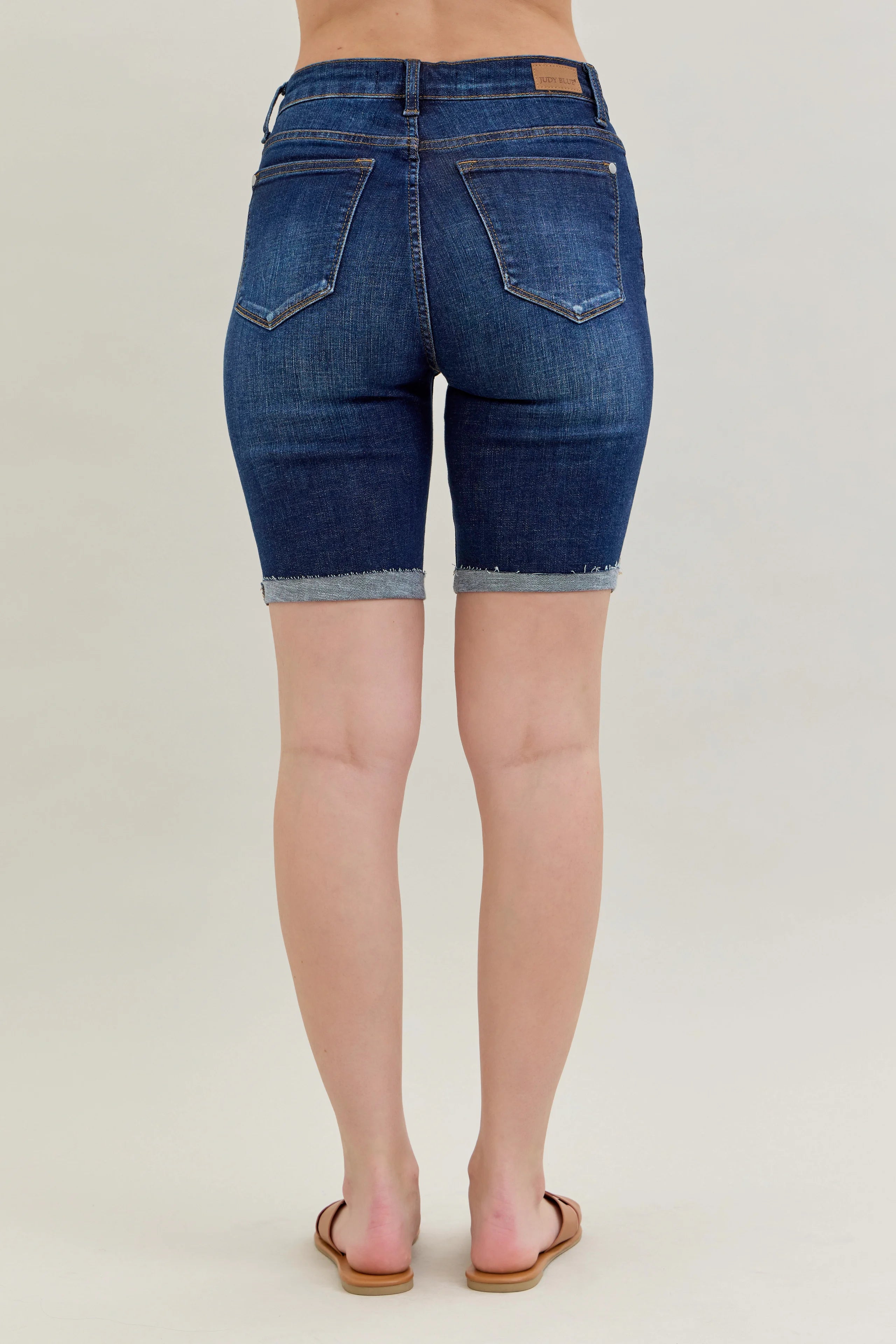 Judy Blue Patch High Rise Destroyed Bermuda Shorts