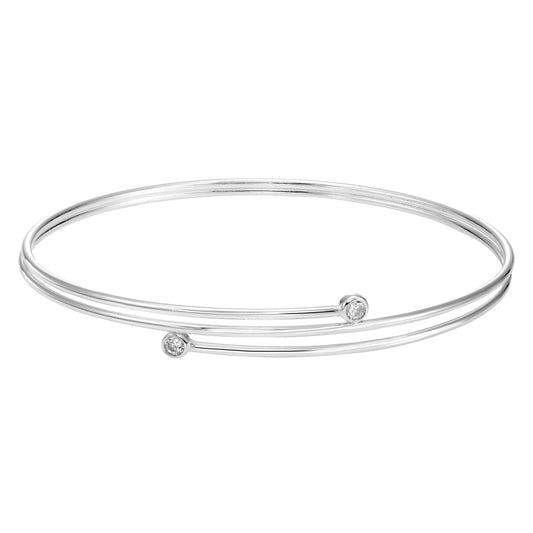 Sterling Silver Cubic Zirconia Layered Cuff Bracelet