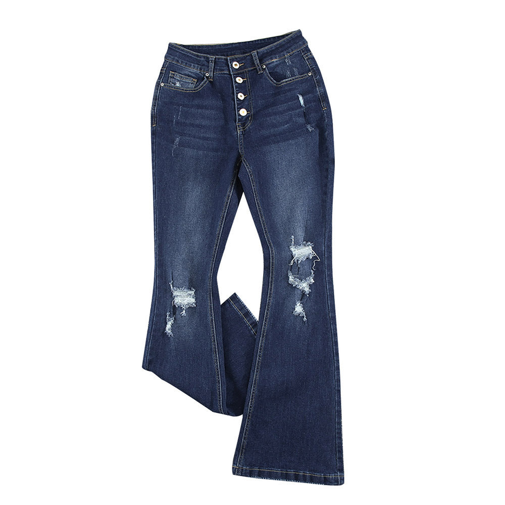 Women's Ripped High-waist Jeans