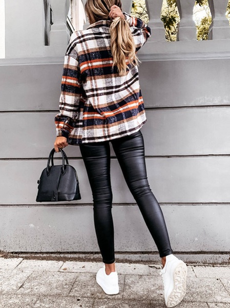 Plaid Long Sleeves Casual Coat