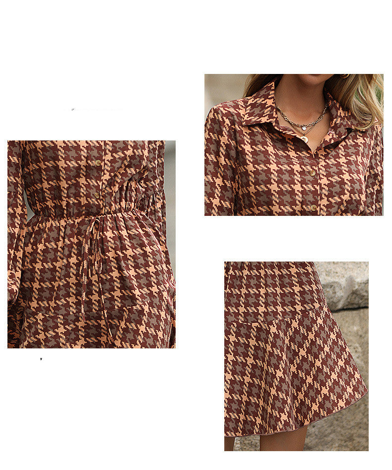 Long-sleeved Plaid Dresses