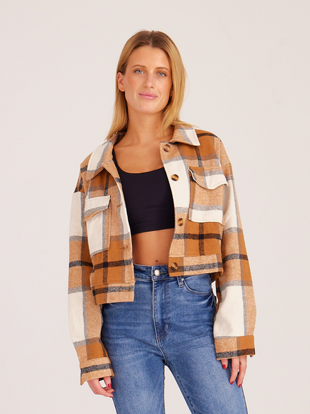 Short Plaid Cardigan Retro Jacket