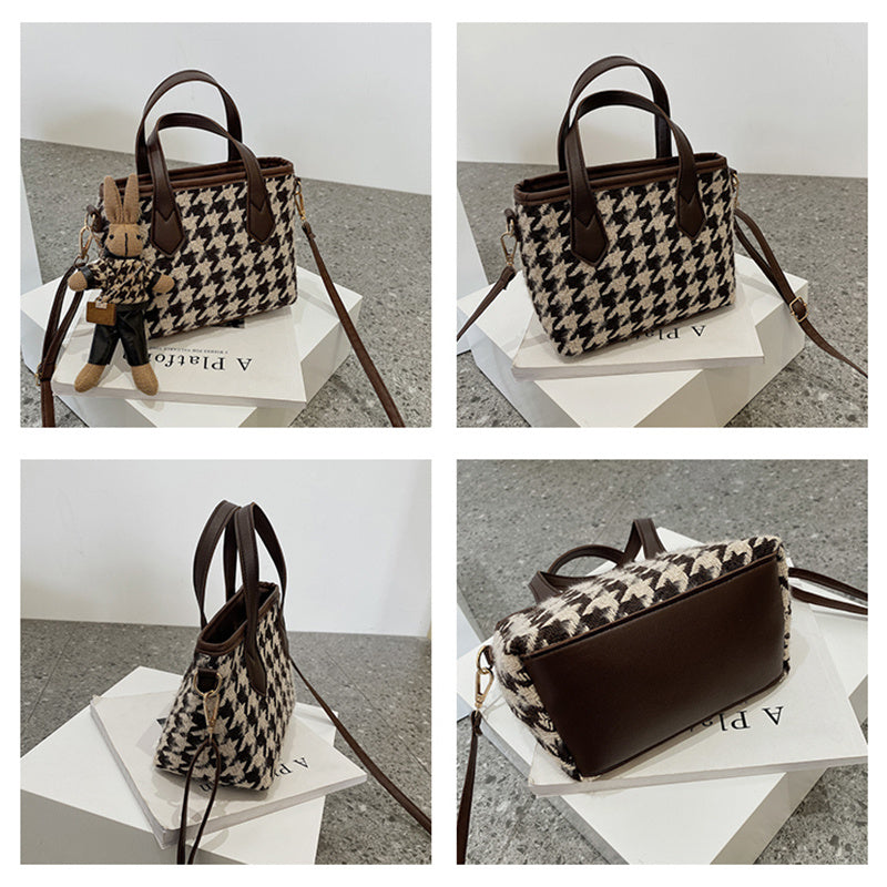 Houndstooth Shoulder Bag Portable Checkerboard Handbags All-match Messenger Bag