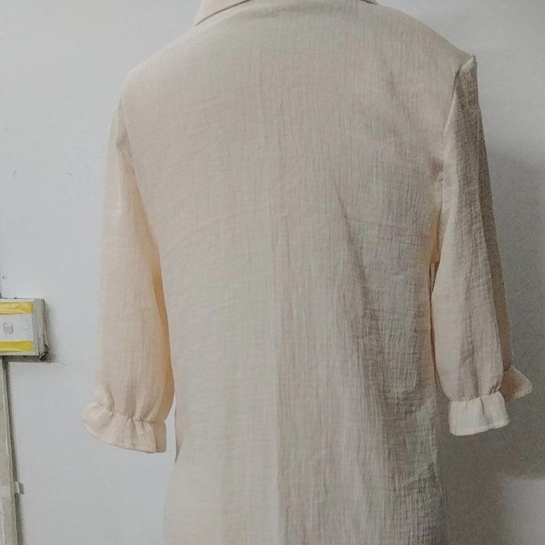 Solid Color Cotton And Linen Loose Shirt Dress