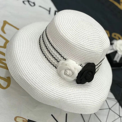 Camellia Retro Elegant Sunshade Straw Hat