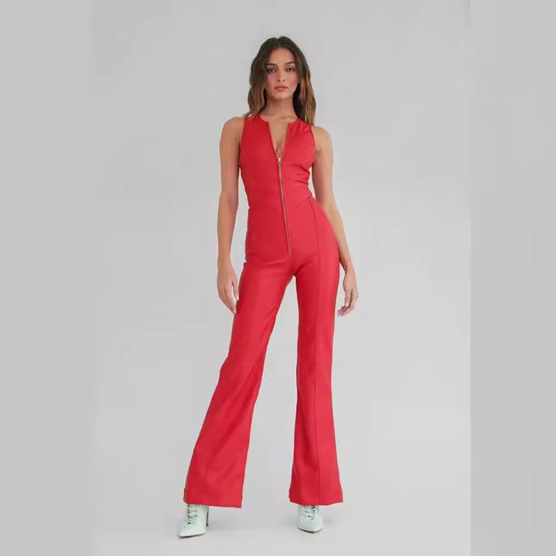 Heart-shape Backless Denim Jumpsuit, Retro Style Clothing