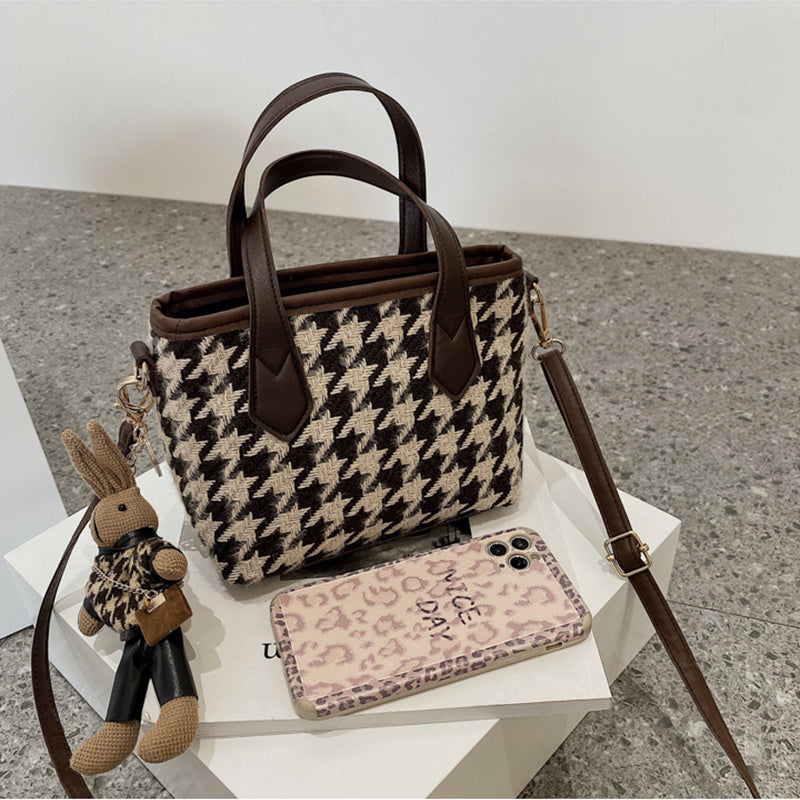 Houndstooth Shoulder Bag Portable Checkerboard Handbags All-match Messenger Bag