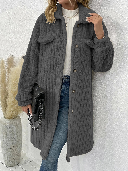 Drop Shoulder Stripped Long Sleeve Coat