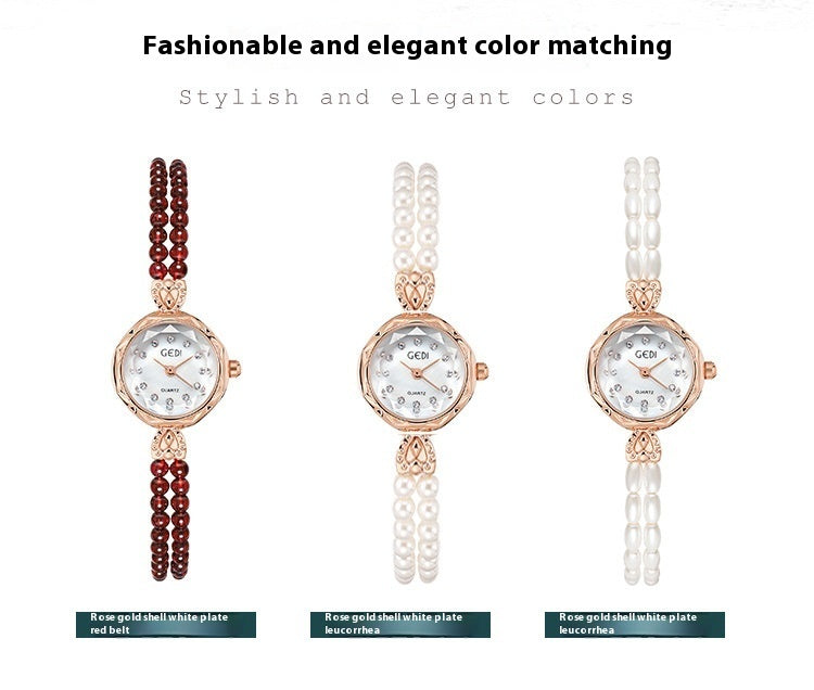 Niche Creative And Slightly Luxury Pearls Strap Watch