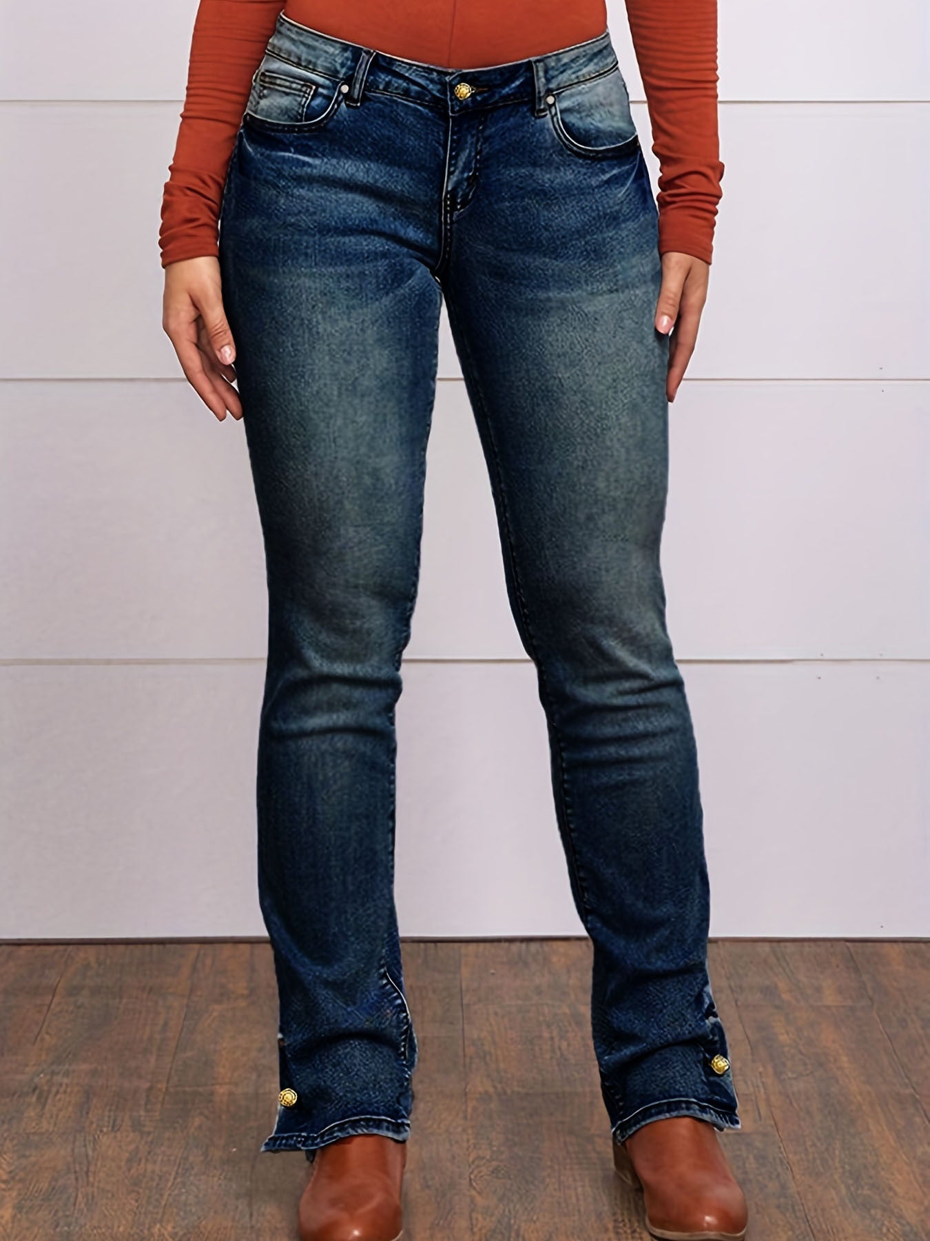 Embroidered Simple Casual Jeans