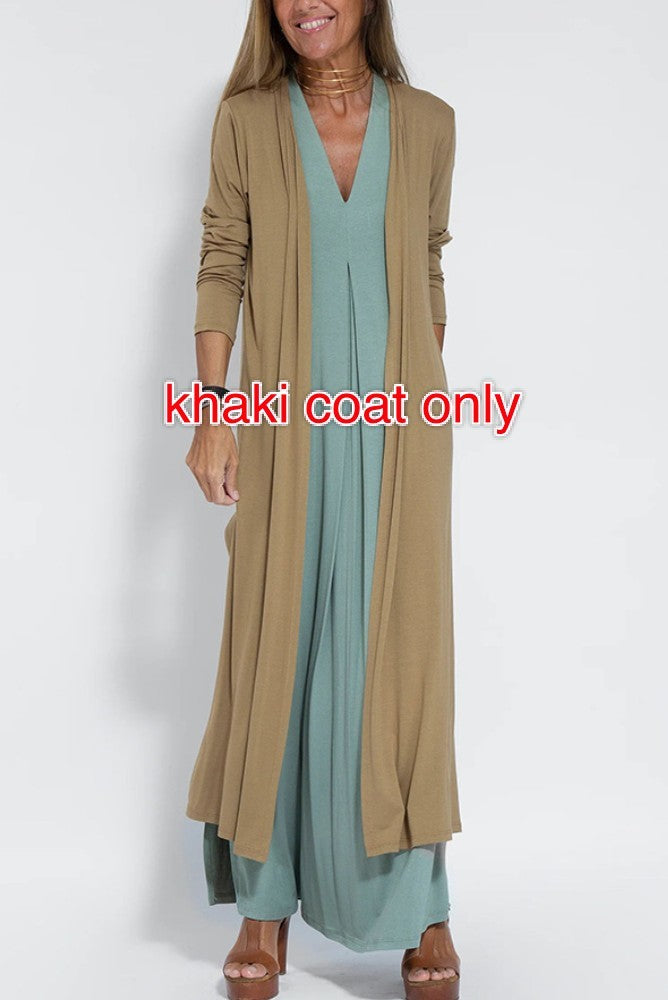 Solid Color V-neck Sleeveless Long Dress